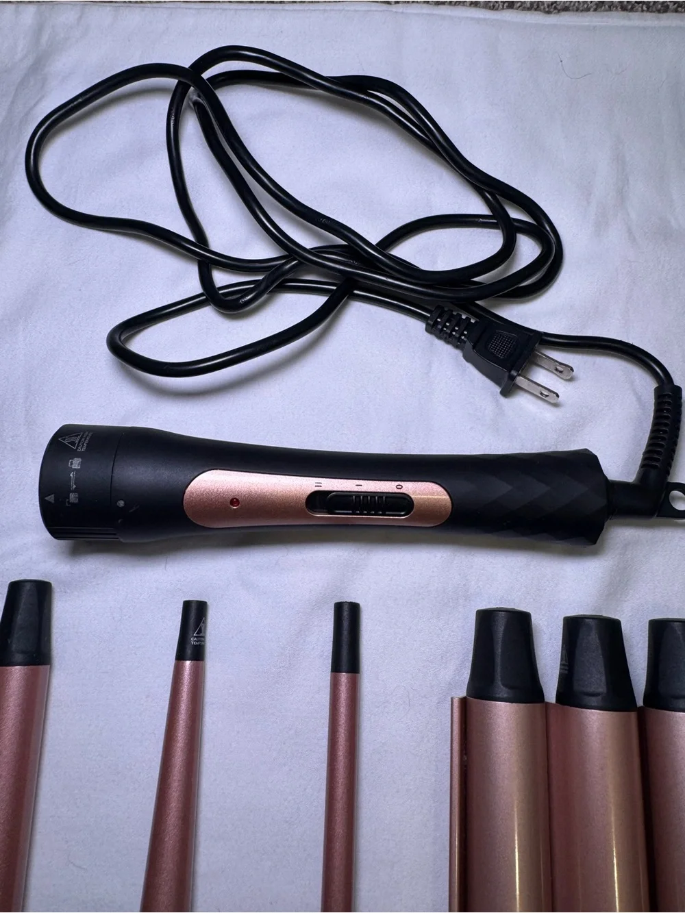 Multi-Piece Rose Gold Hair Styling Set with Interchangeable Barrels